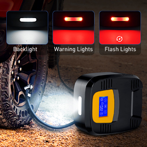 Tire inflator pump with flash light