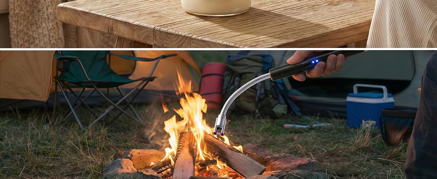 Our windproof electric lighter ensures a quick, reliable start for campfires and grills