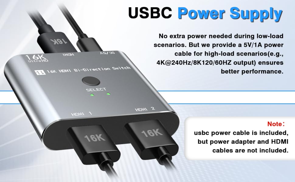 HDMI Switch with usbc power supply