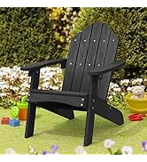 LUE BONA Kids Adirondack Chair, Black Poly Lumber Resin Chair, Toddler Adirondack Chair Weather R...