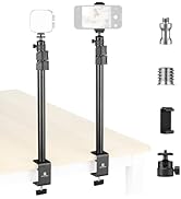 K&F CONCEPT 2-Pack Camera Desk Mount with 360° Ball Head & Phone Clip - Adjustable Light Stand 16...