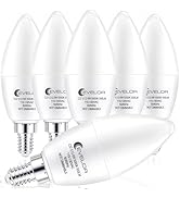 evelor E12 LED Candelabra Light Bulb,40 Watt Equivalent Daylight White 5000K,Efficient 6W Candle ...
