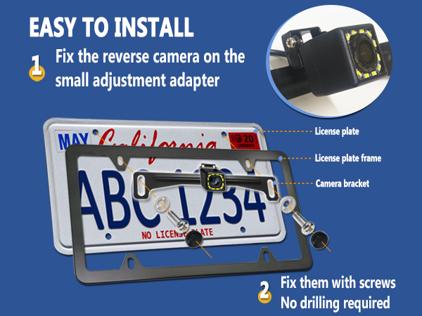 backup camera bracket back up license plate mount rear holder frame black aluminum car tag view