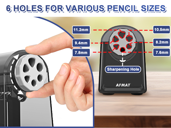 6 Holes Electric Pencil Sharpener Heavy Duty
