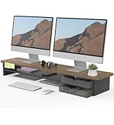 Fenge Monitor Stand, Dual Monitor Riser, 42.5inch Large Desk Computer Monitor Stand Riser with Dr...