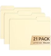 File Folders,21 Pack Manilla Folders 8.5x11,1/3 Cut Tabs Manila File Folders Letter Size for Easy...