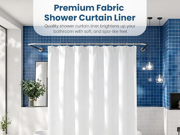 white shower liner bathroom