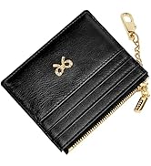 URAQT Credit Card Holder Wallet, Minimalist Leather Slim Change Wallet Zipper Coin Purse, Mini Cr...