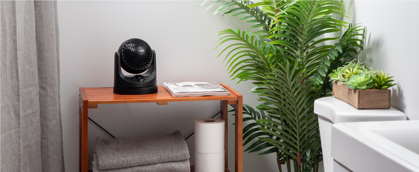 bathroom fan, small, compact fan, personal fan, compact air circulator fan