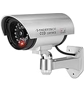 Dummy Security Camera, Fake CCTV Surveillance System with Realistic Red Flashing Lights and Warni...