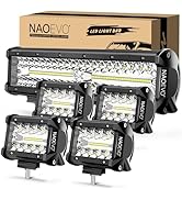NAOEVO 12 Inch LED Light Bar and 4PCS 4 Inch LED Pod Lights, 54000LM LED Fog/Driving/Off Road Lig...