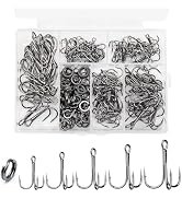 Fishing Treble Hooks Kit - High Carbon Steel 50pcs Mixed Treble Hooks Size 2/4/6/8/10 | Sharp Fis...
