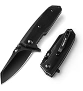 FLISSA Pocket Folding Knife, 2-3/4" D2 Steel Blade, Small EDC Knives, Ebony Wood Handle with Clip...