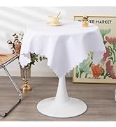 YZKITM Small Square White Tablecloth 36 x 36 Inch Polyester Fabric Washable Table Cover Decorativ...