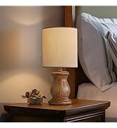 OYEARS 12.25" Small Table Lamp for Bedroom Living Room Simple Retro Wood Grain Farmhouse Bedside ...