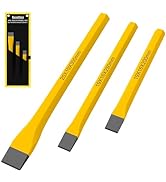 Renekton Heavy Duty Cold Chisels Set, Long 8", 10", 12", with Roll Pouch, 1 in, 3/4 in, 3/4 in, 3...
