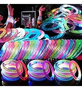 OLUPP 120 Pack LED Light Up Bracelets, Glow in the Dark Party Supplies, 6 Color Glow Sticks Brace...