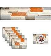 Mcalk Farmhouse Orange Table Runner and Placemats Set of 6 Pieces, Brown Placemats Modern Art,Gre...