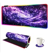 AIMSA RGB Mouse Pad LED Gaming Mouse Pad with 14 Lights Modes, Non-Slip Rubber Base Computer Carp...