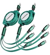 SIQIWO Multi USB C Retractable Cable, [3.3Ft/3A/2 Pack] QC 3.0 USB C Splitter Cable, 3 in 1 Charg...