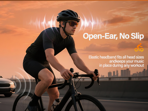 Open ear bone conduction running headphones for safe cycling workout