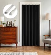 RYB HOME Door Curtain with Adhesive Track, Blackout Privacy Curtains for Doorway French Door Bedr...
