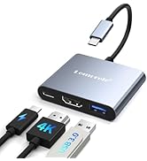 USB C to HDMI Adapter with 100W PD &amp; USBA 3.0 Port,HDMI to USB C Dongle Multiport Digital AV Conv...