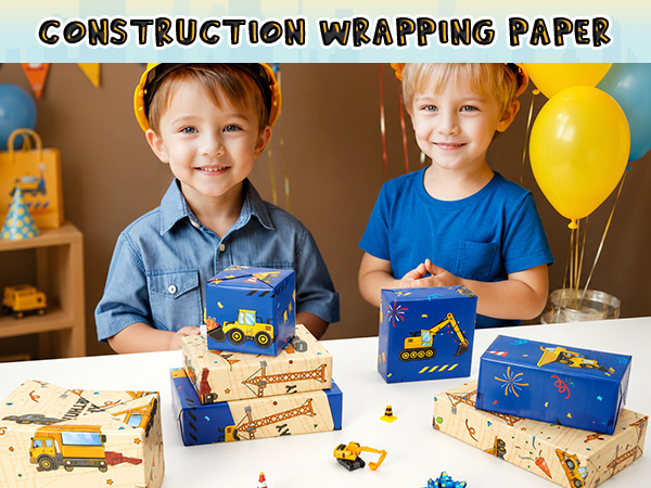 WERNNSAI Construction Wrapping Paper Roll 
