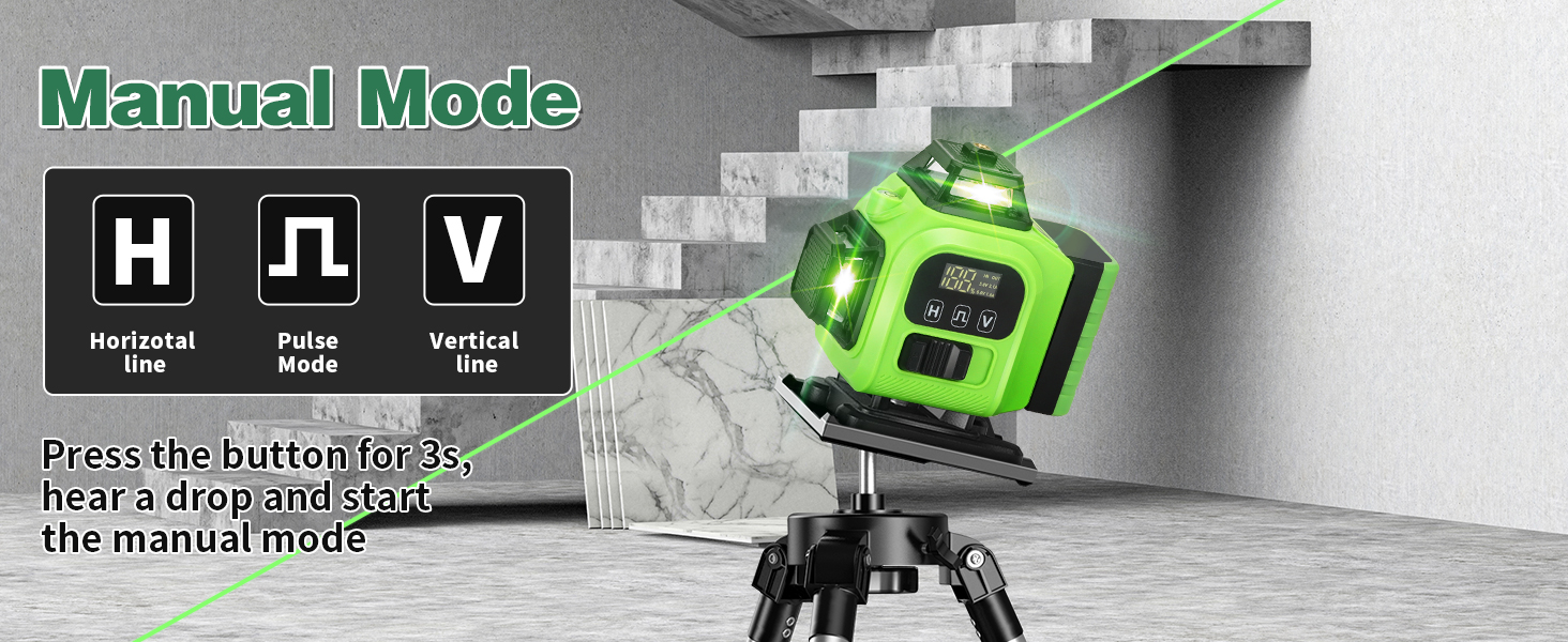 360° Laser Level with Tripod, Self Leveling Laser Level Green Cross Line Laser Leveler Tool