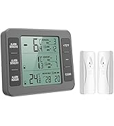 KeeKit Refrigerator Thermometer, Indoor Outdoor Thermometer with 2 Sensors, Wireless Digital Free...