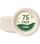 LANLISA 75 Pack Small Compostable Paper Plates 6 inch, Heavy-Duty Dessert Plates Disposable for A...