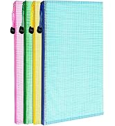 4 Pack Mesh Zipper Pouch, LEOBRO 13.2"x 9.2" A4 Letter Size Mesh Bags with Zipper, Plastic Envelo...