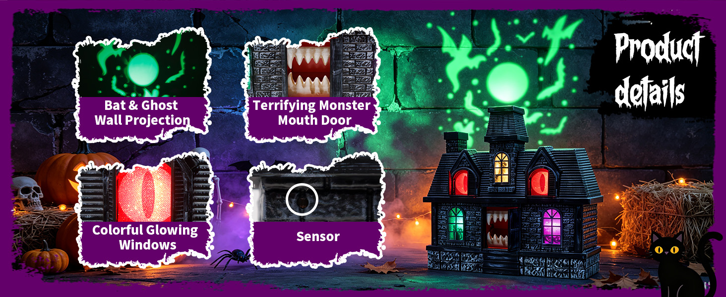 Halloween Projection Haunted House Decor, Colorful Lights