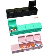 3 Pieces Pill Organizer, 4 Compartments Moisture Proof Pill Box Pocket Purse Portable Travel Vita...
