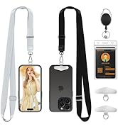 DINALLE Adjustable Crossbody Phone Lanyard 2 Pack &amp; Retractable ID Badge Card Holder,Universal Ce...