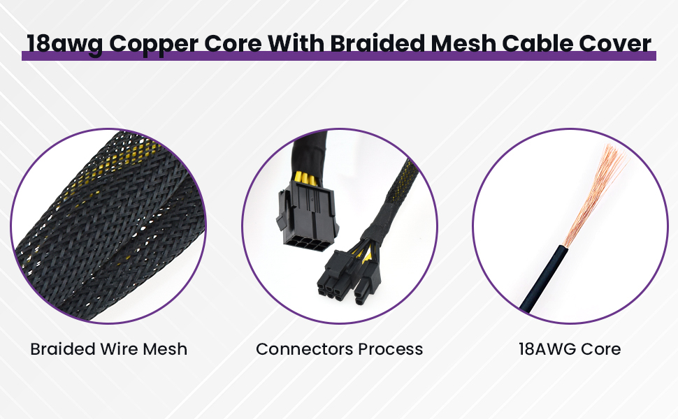 pcie 8 pin female to dual 2x 8 pin (6+2) male power adapter