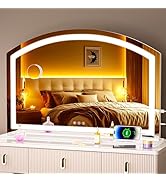Hasipu Arch Vanity Mirror with Light, 36" x 24" Arched Led Makeup Mirror with 10X Magnification, ...