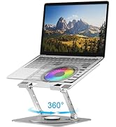 YTech Laptop Stand,with 360°Rotating Base,External Cooling Fan,Adjustable RGB Lighting,Ergonomic ...