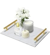 MAOPINER Marble Stone Decorative Perfume Tray with Copper Color Metal Handles, Handmade Jewellery...