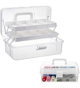 BTSKY 3-Layer Clear Plastic Dividing Storage Box Craft Organizer and Storage with Adjustable Spac...