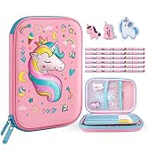 homicozy Pencil Case for Girls,Cute Unicorn Stationary Set for Kids,3D EVA School Large Capacity ...