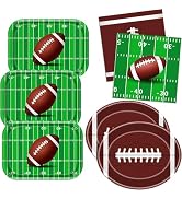 100pcs Football Plates and Napkins Party Supplies Kit, Large Touchdown Paper Dinner Plates Desser...