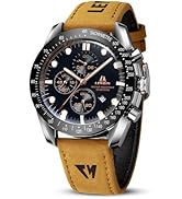 LN LENQIN Mens Watches Leather Watch Analog Quartz Watches for Men 30M Waterproof Men's Wrist Wat...
