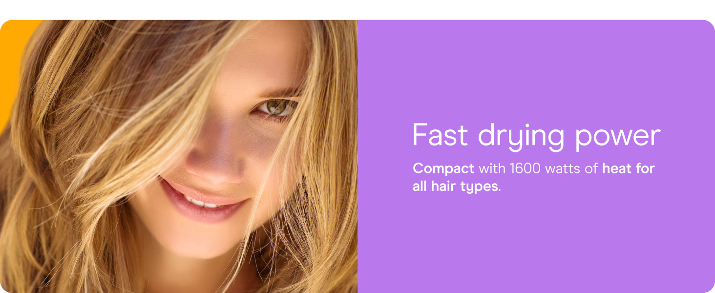 Conair small, mini, and compact hair dryer for travel. Handle folds for easy storage.