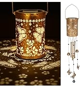 Solar Wind Chime for Outside - Retro Metal Hanging Solar Lantern for Garden, Patio Decor, IP65 Wa...