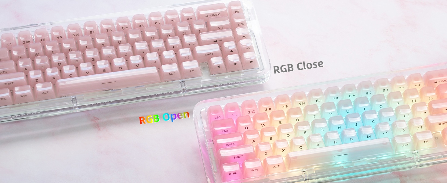 Womier Keycaps Jelly Pink - Ceramic Keycaps Style, Clear Keyboard Key Cap