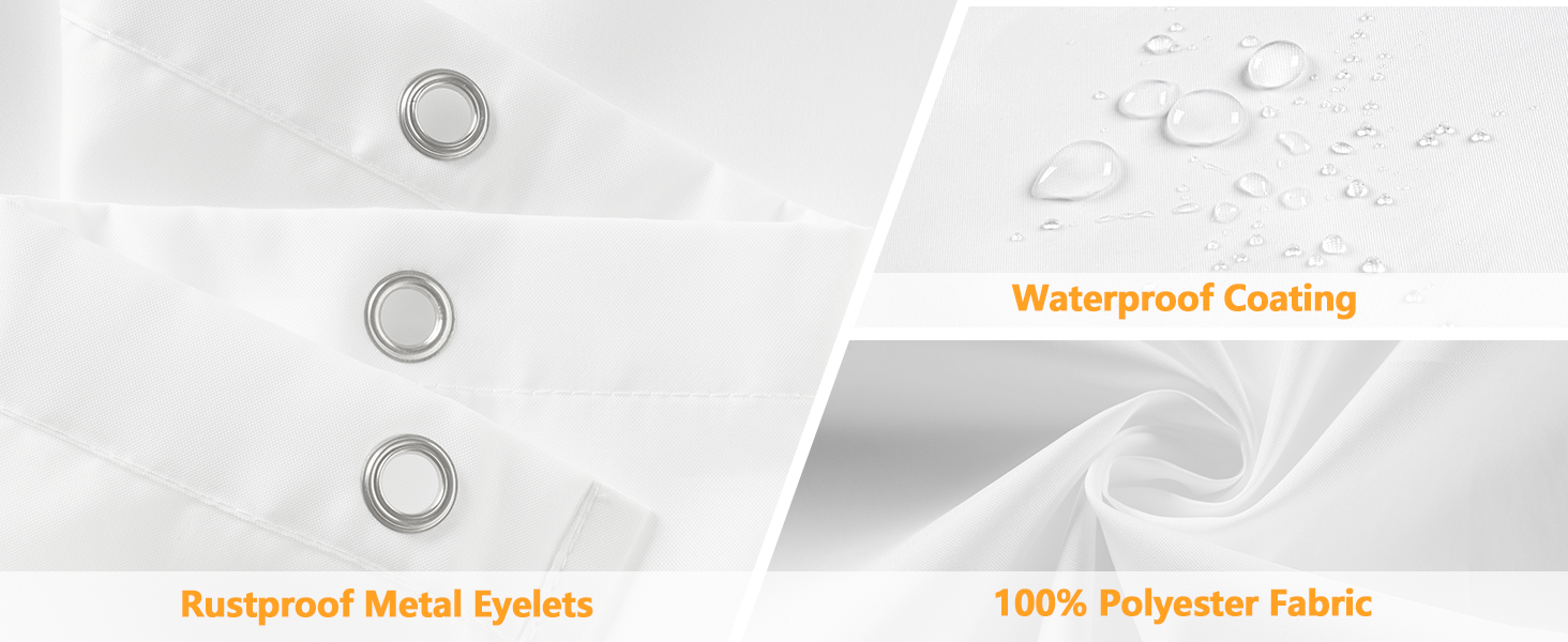 Seenus Bathroom Waterproof White Cloth Shower Curtain Liner with Weighted Magnets
