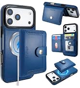 ONETOP Compatible with Magsafe for iPhone 17 Pro Max 2 in 1 Detachable Wallet Case with Card Hold...