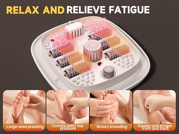 Collapasible Foot Spa Bath Massager with Heat, Pedicure Foot Spa with Bubbles and Jets/Timer