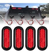 Oyviny 6 Inch Oval Red LED Trailer Tail Lights W/Light Pigtail 4PCS, Super Bright 24LEDs Oval 6" ...